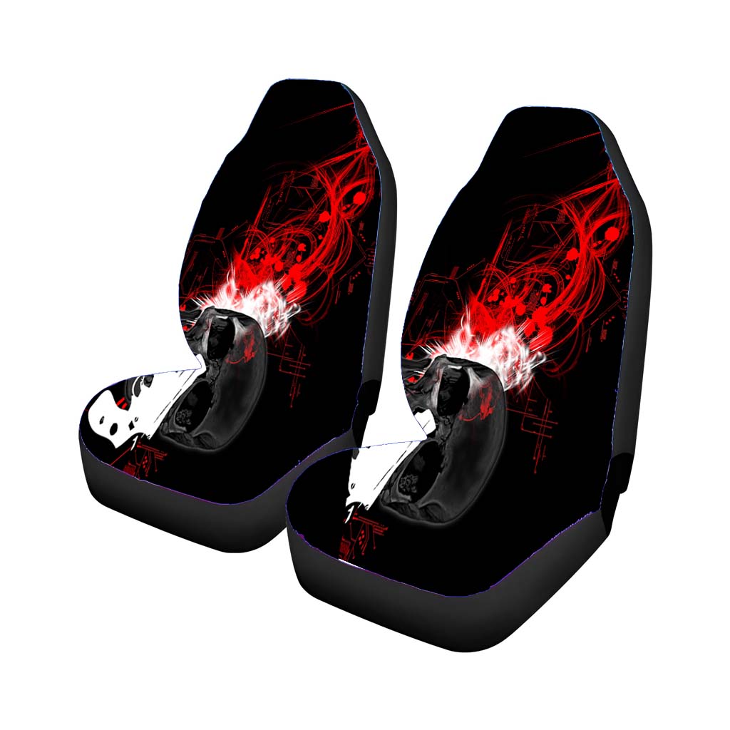Skull White Gun Logo Car Front Seat Covers