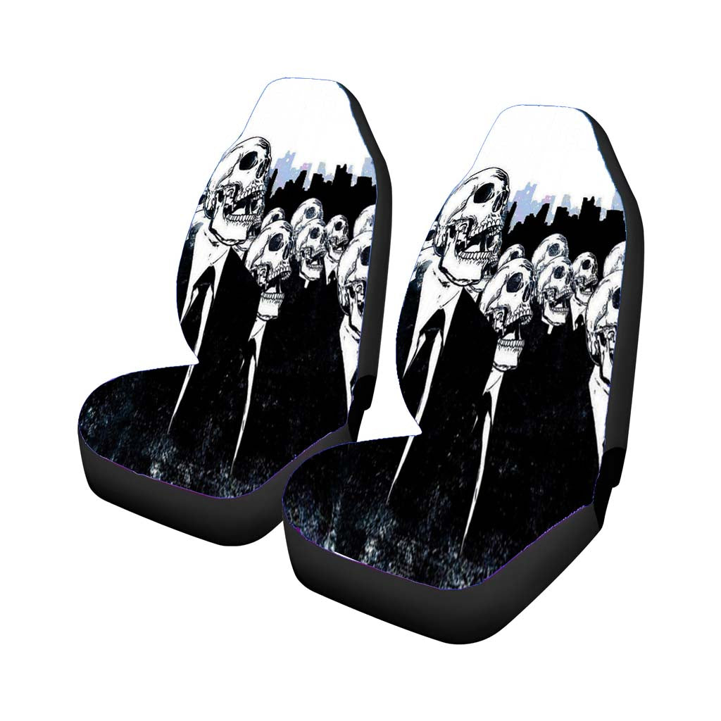 Skulls Black Suit Car Front Seat Covers
