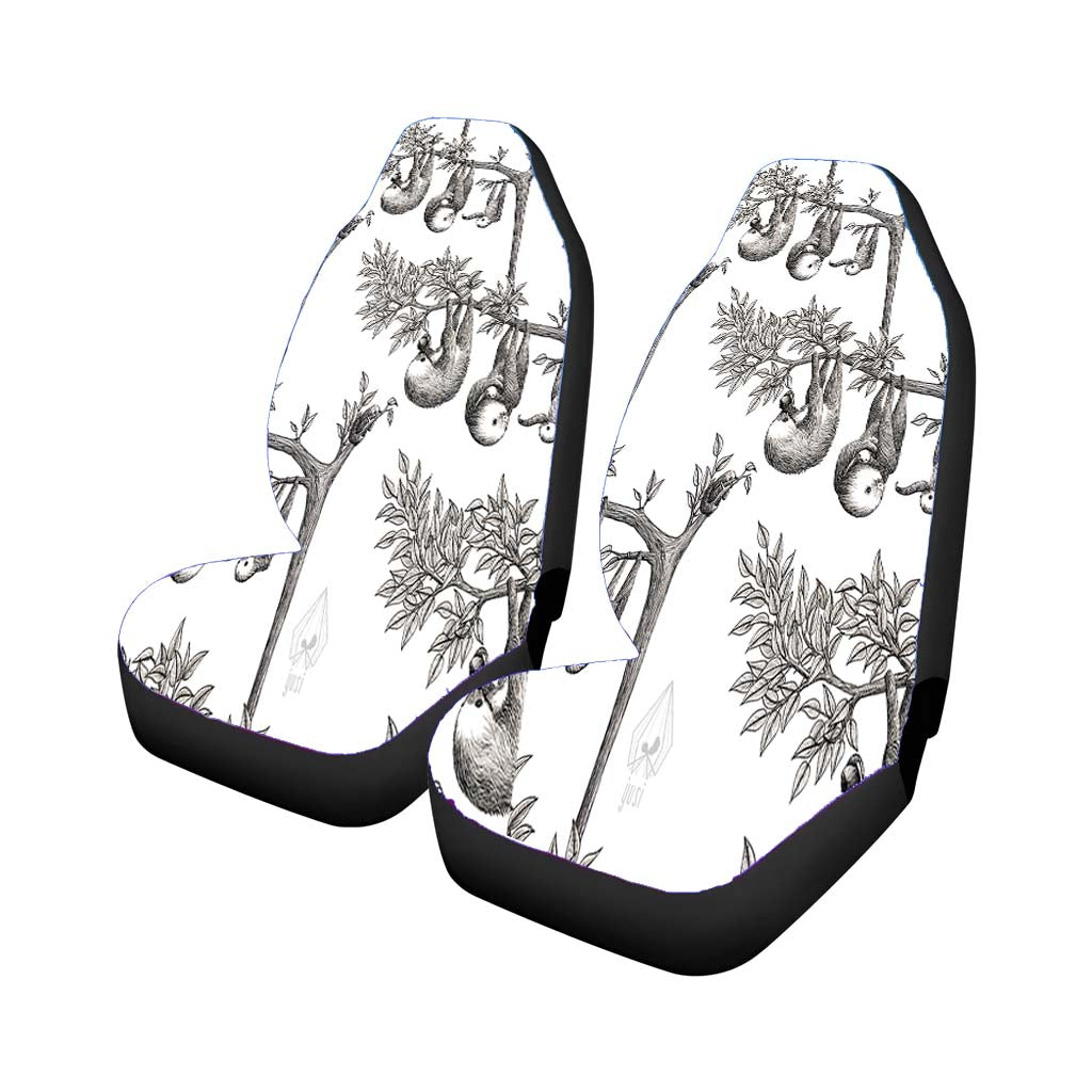 Sloth On Tree Pattern Car Front Seat Covers