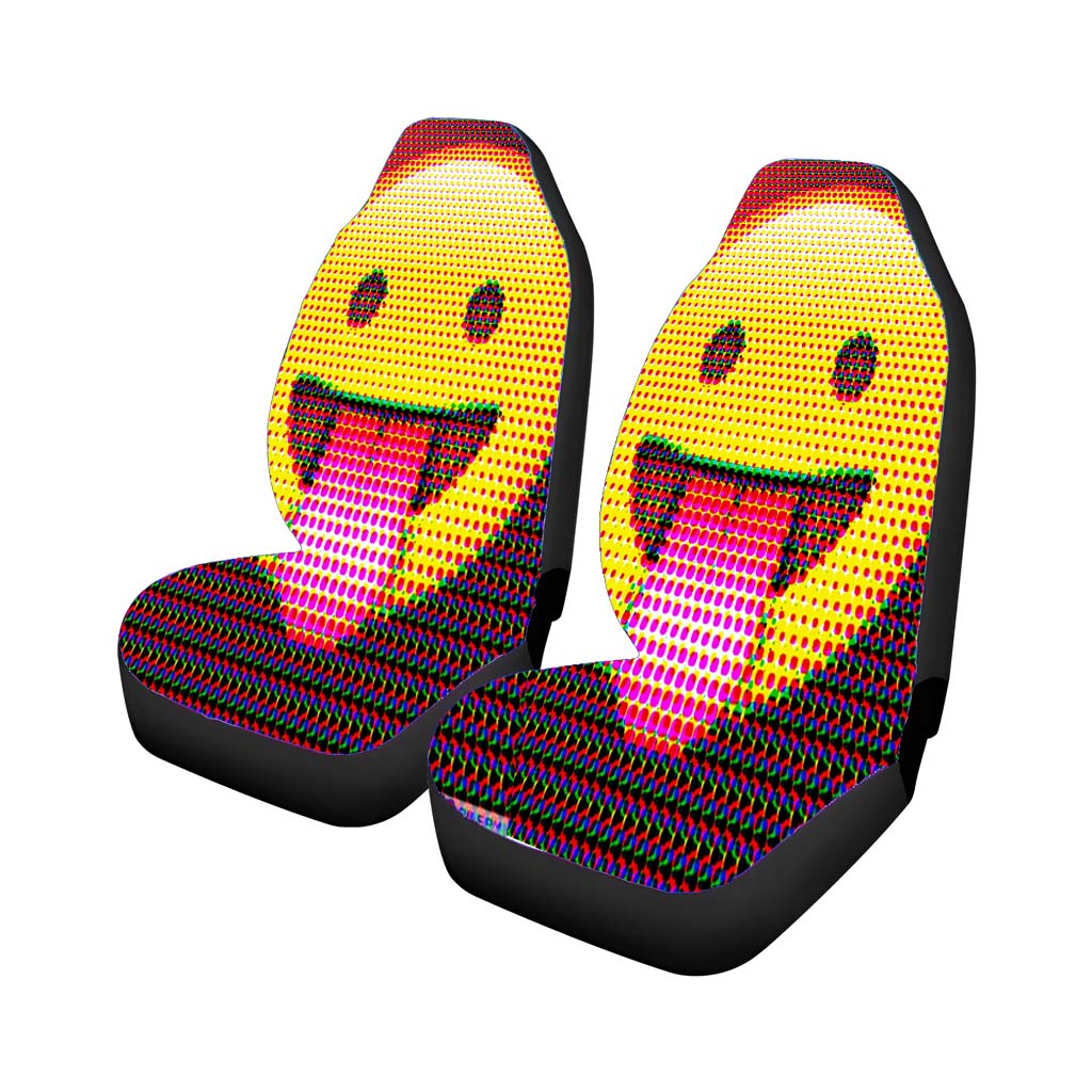 Smile Pixels Emoticon Car Front Seat Covers
