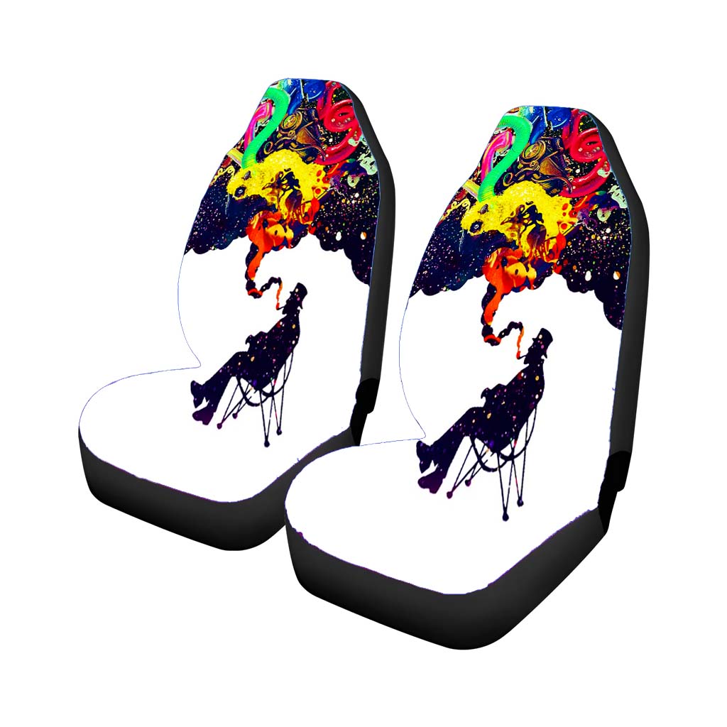 Smoking Astronauts Colorful Car Front Seat Covers
