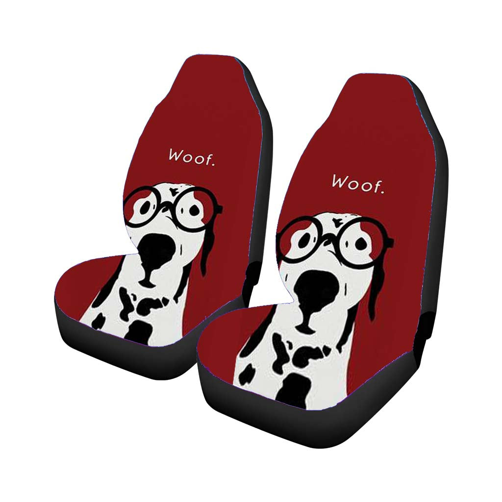 Snip The Dalmatian In Burgundy Car Front Seat Covers