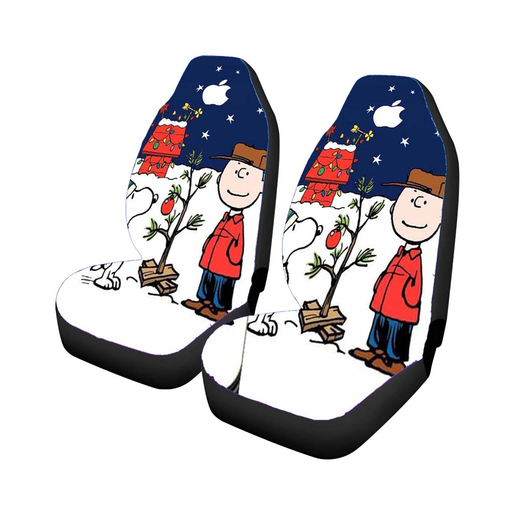 Snoopy And Charlie Brown Christmas Lights Apple Car Front Seat Covers