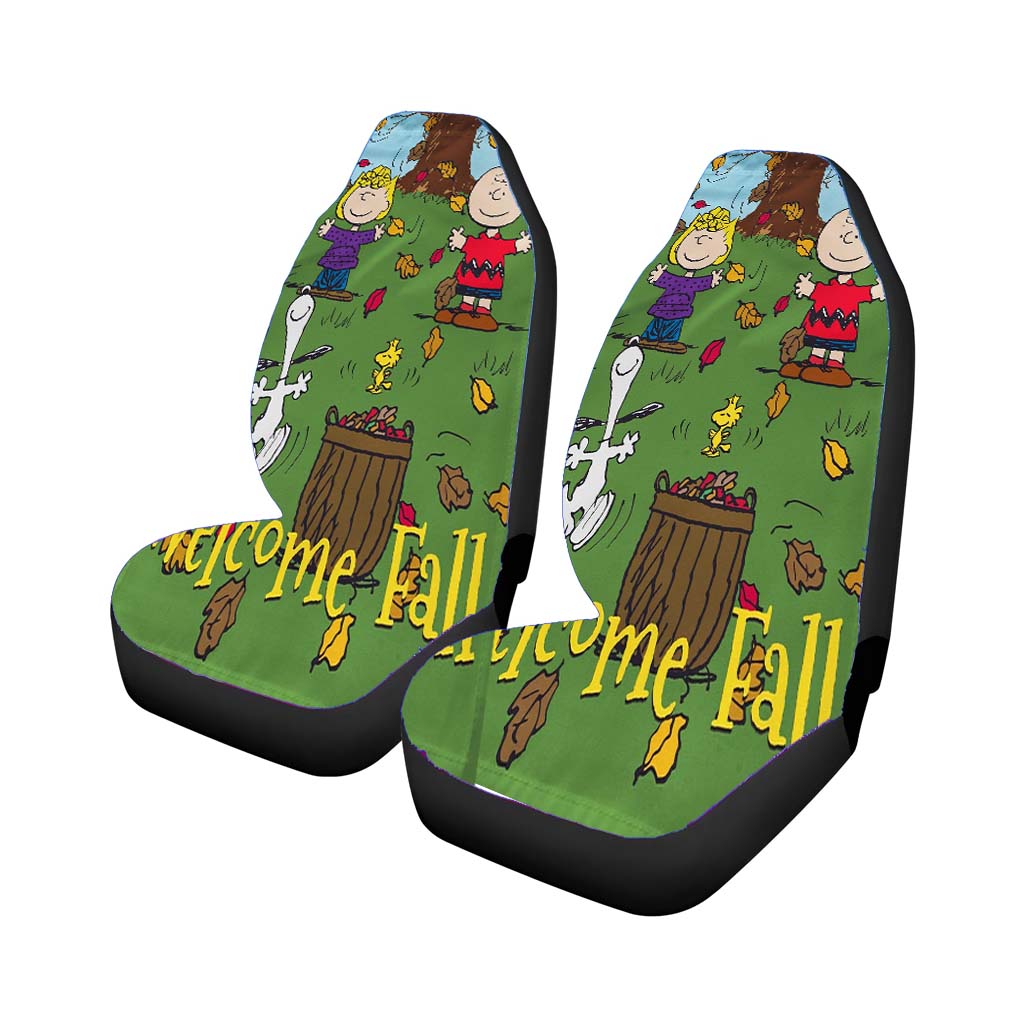 Snoopy Charlie Brown Welcome Fall Car Front Seat Covers