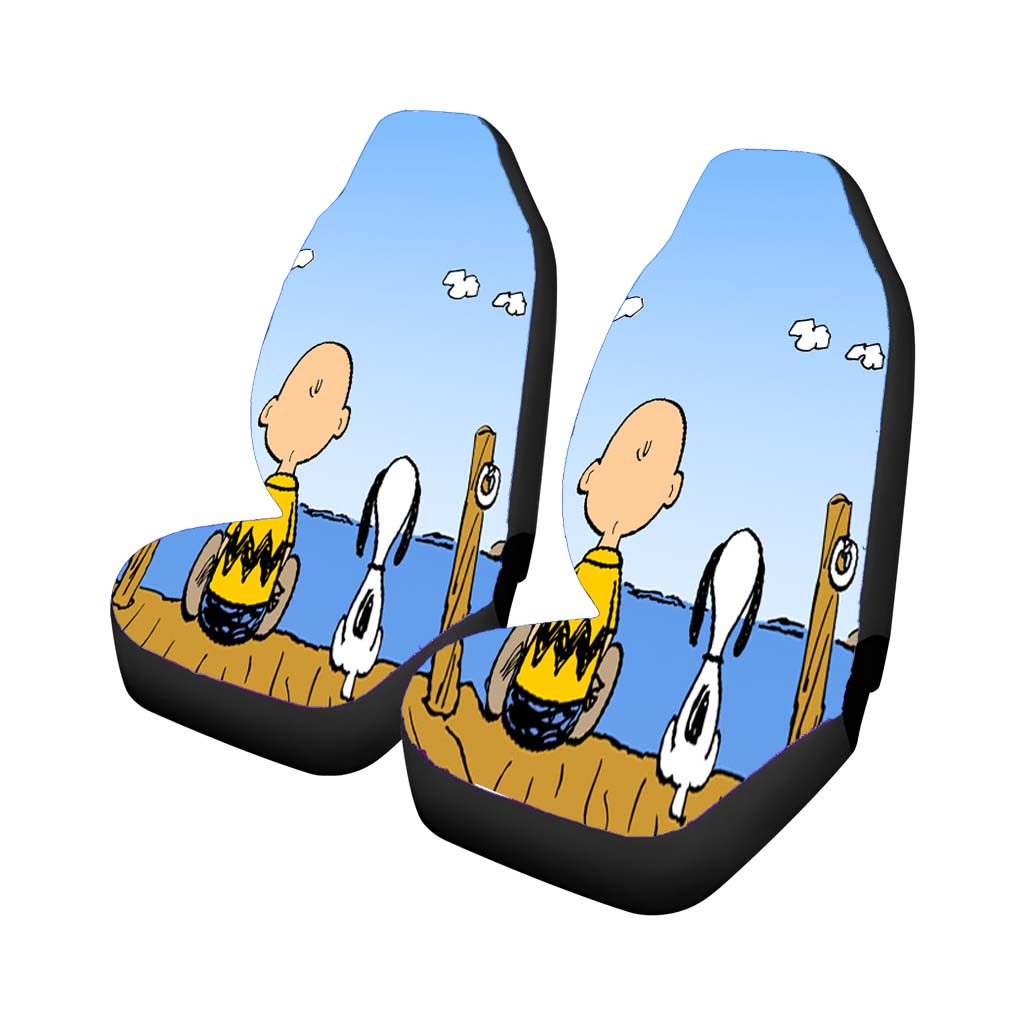 Snoopy Fishing Car Front Seat Covers