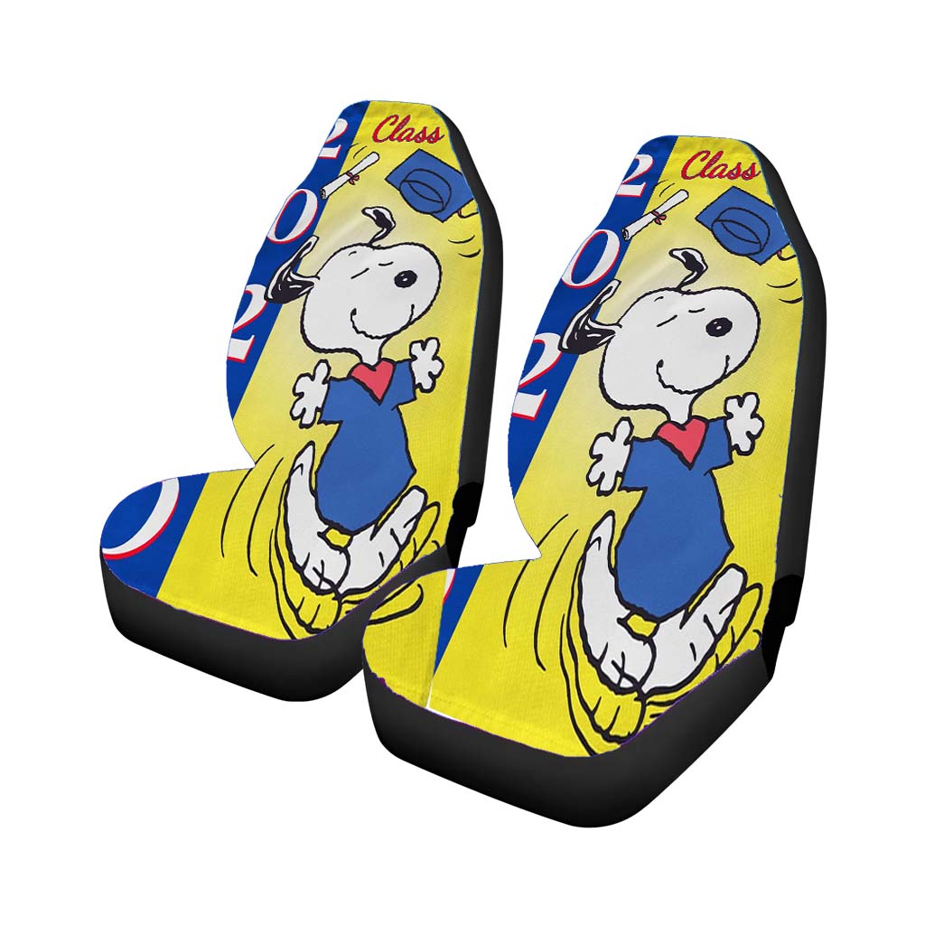 Snoopy Graduation Car Front Seat Covers