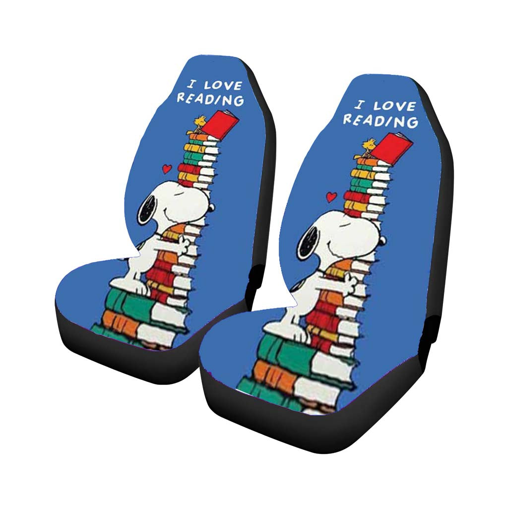 Snoopy I Love Reading Car Front Seat Covers