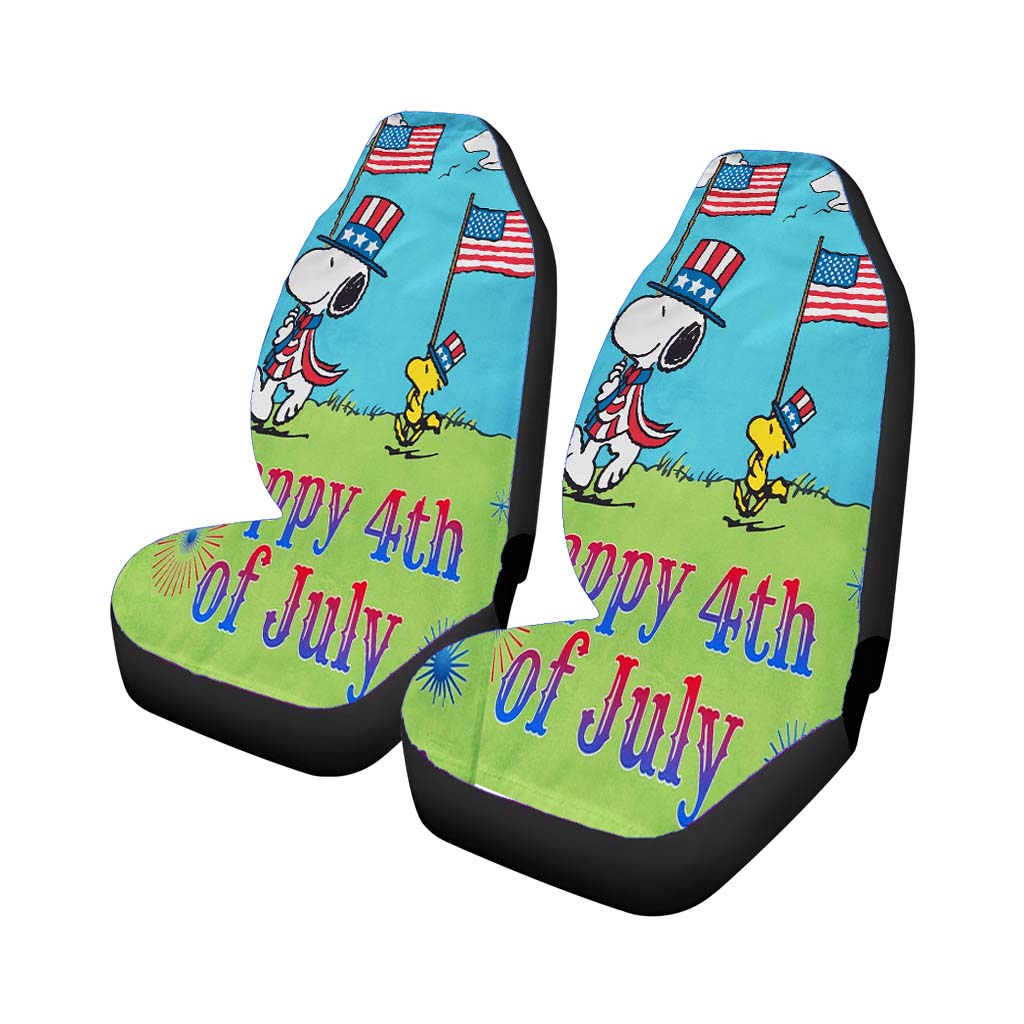 Snoopy Patriotic July 4Th Car Front Seat Covers