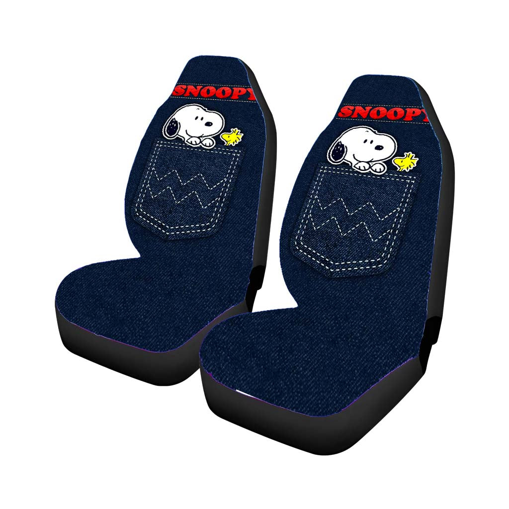 Snoopy Peanuts Pants Denim Pocket Car Seat Covers