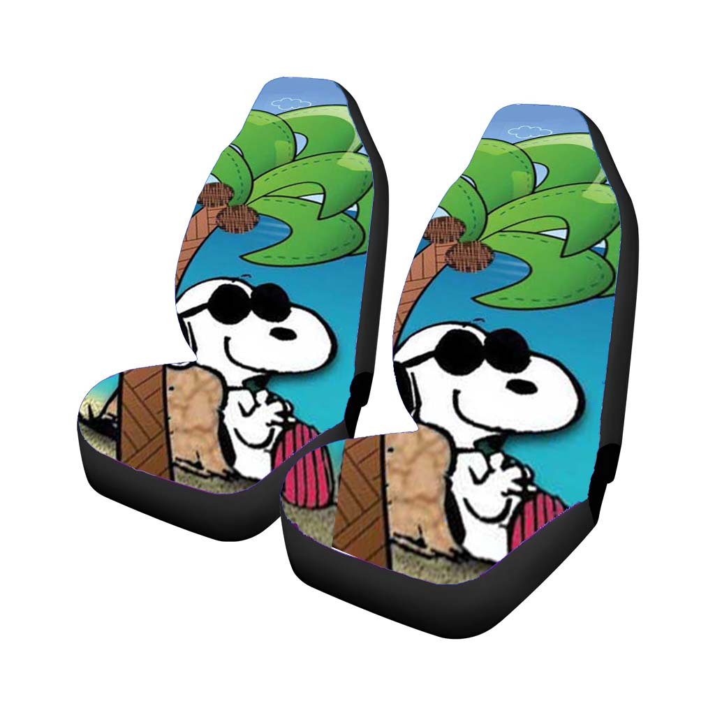 Snoopy Under Palm Tree Car Front Seat Covers