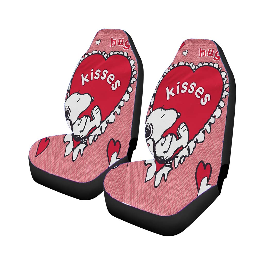 Snoopy Valentine'S Day Heart Car Front Seat Covers