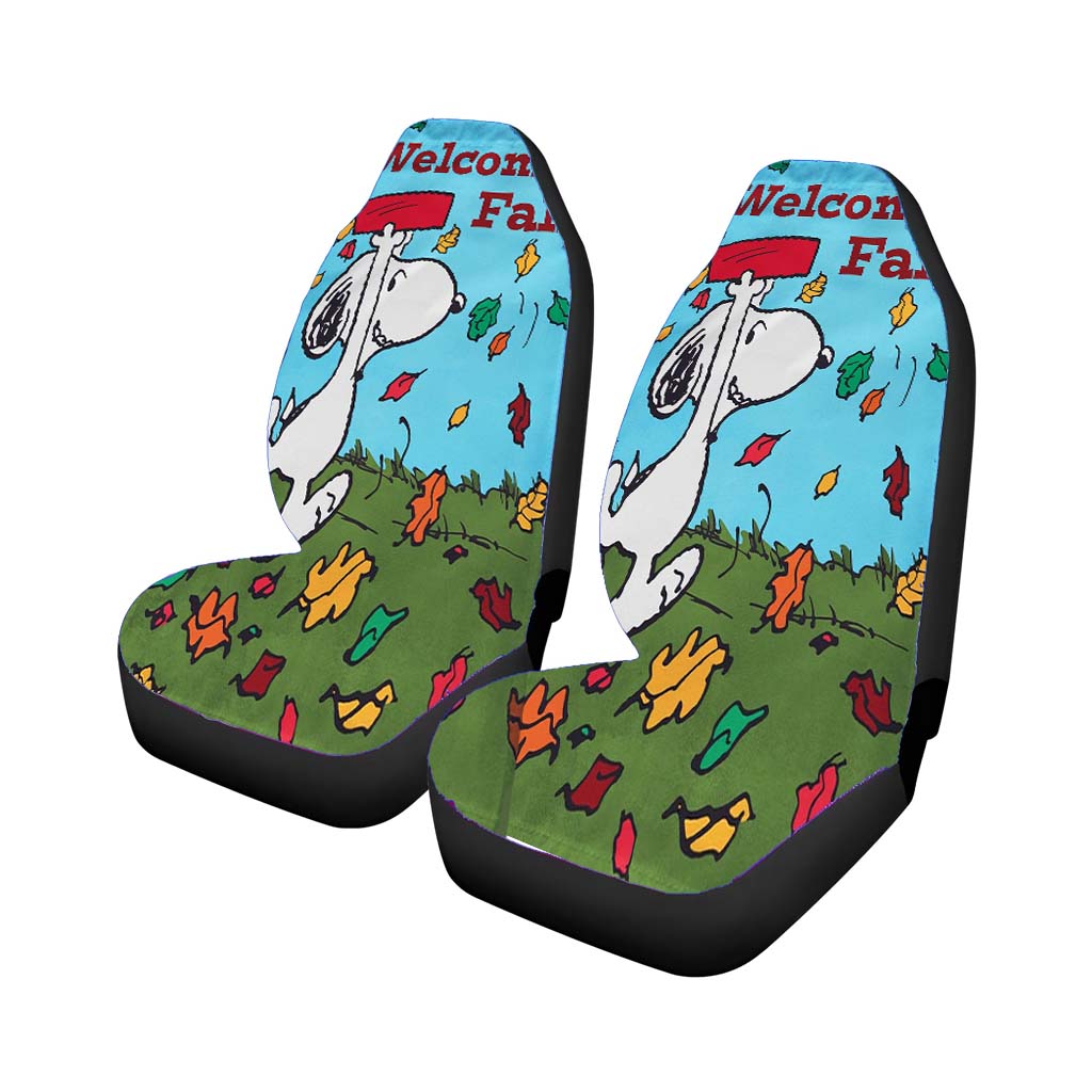 Snoopy Welcome Fall Car Front Seat Covers