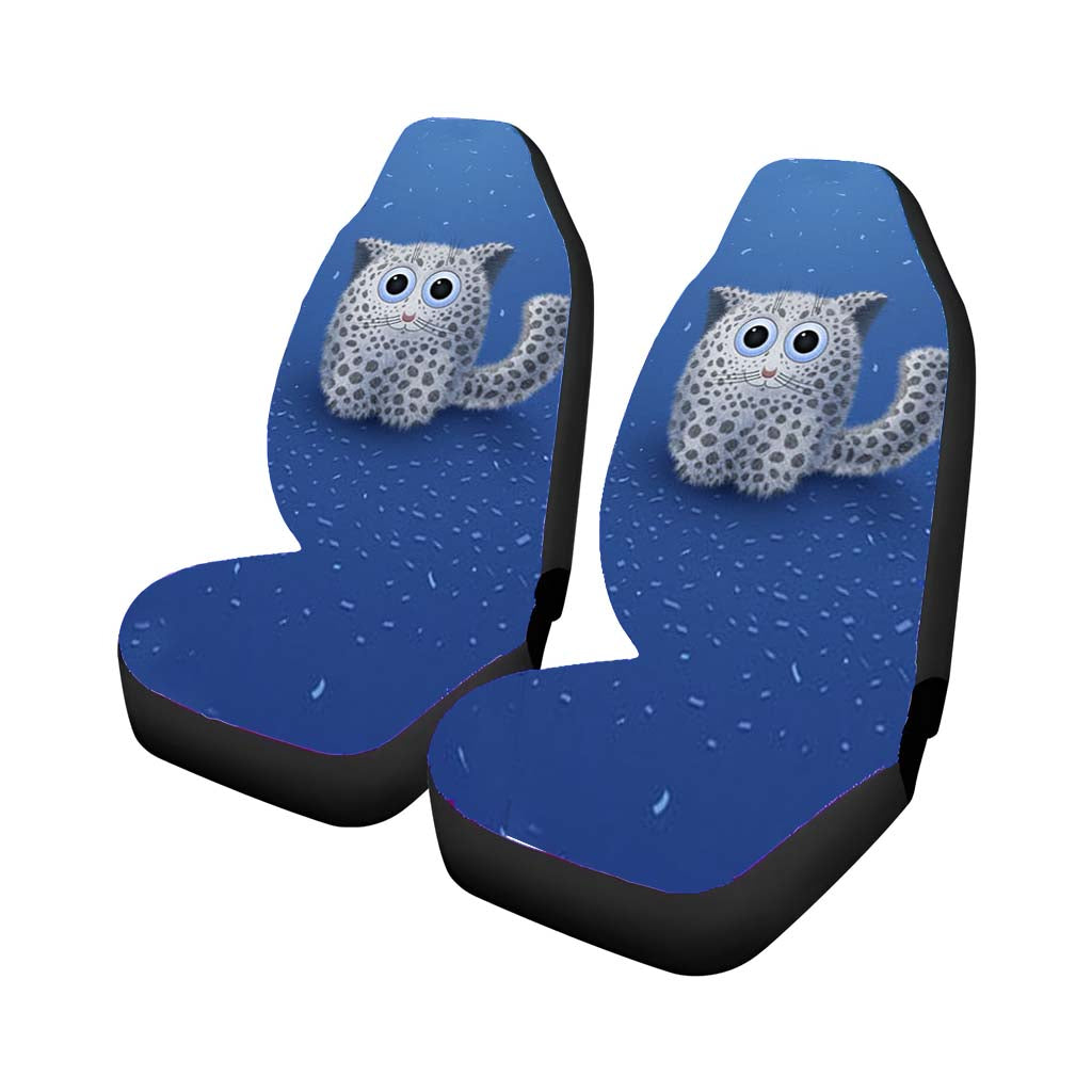 Snow Leopard Toon Car Front Seat Covers