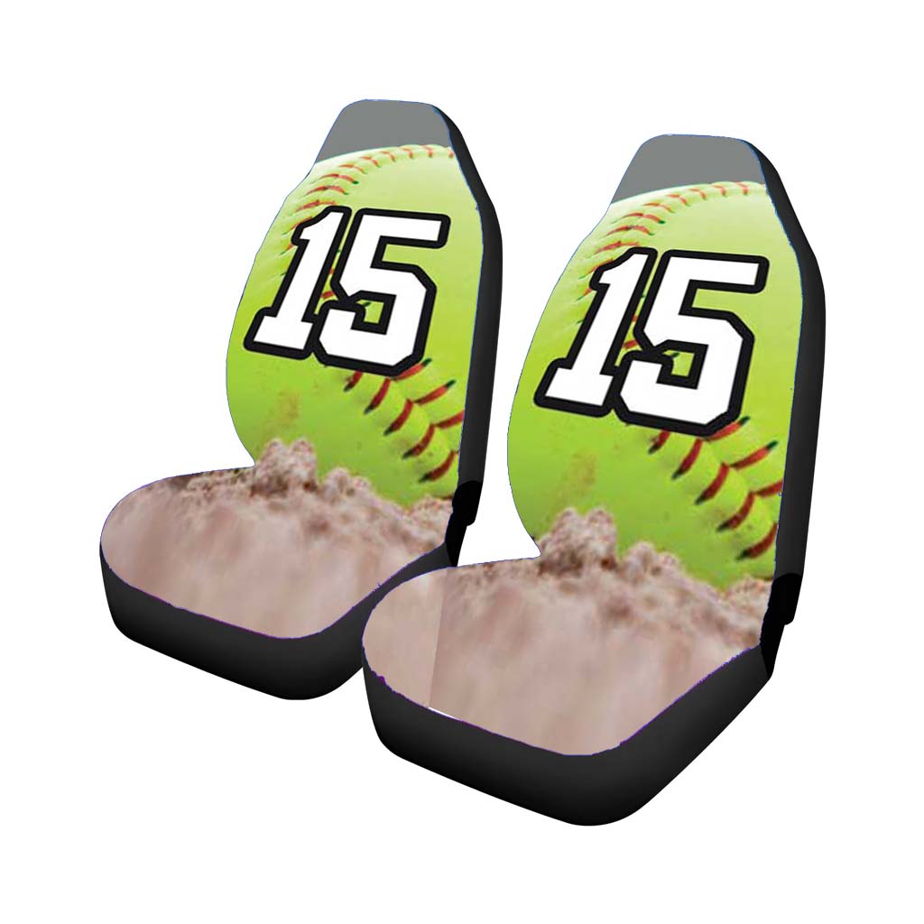 Softball Number 15 Car Front Seat Covers