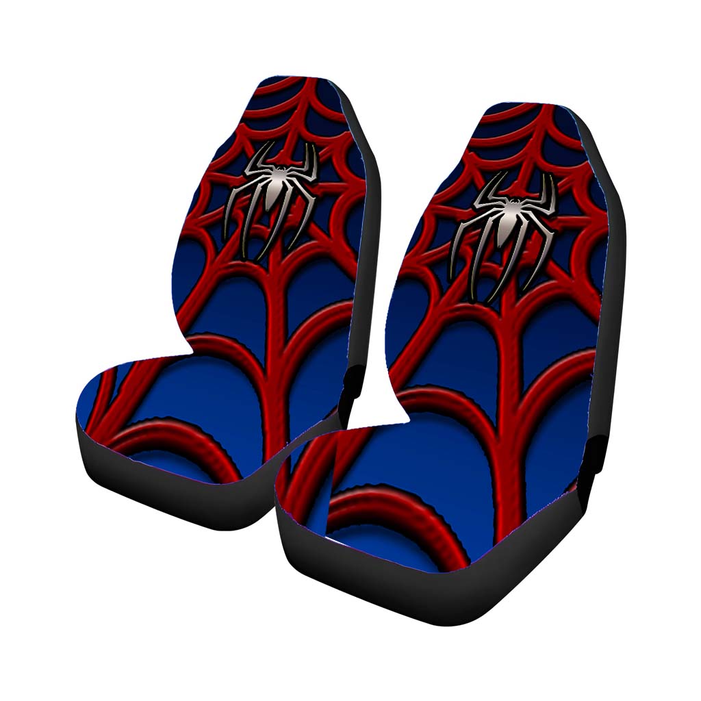 Spider Man Silver Logo Car Front Seat Covers