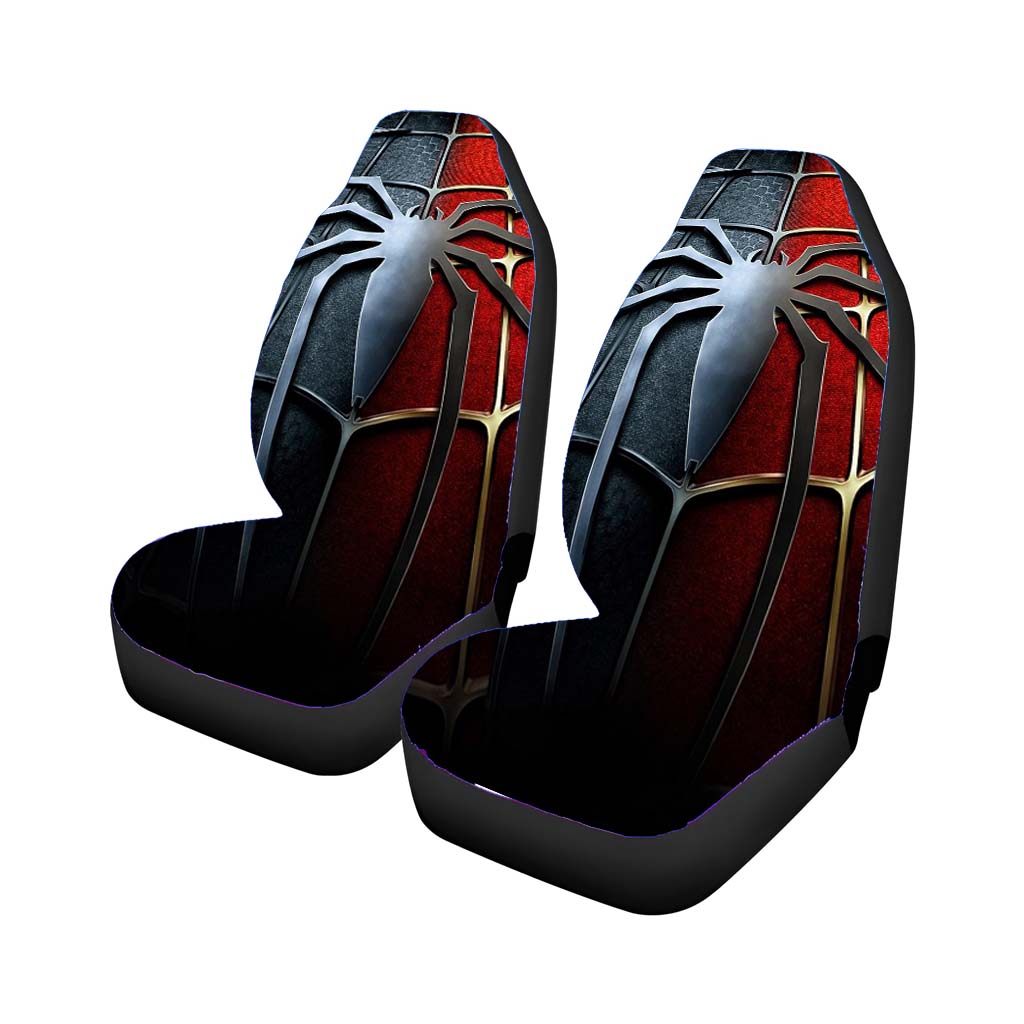 Spiderman Black Red Chest Logo Car Front Seat Covers