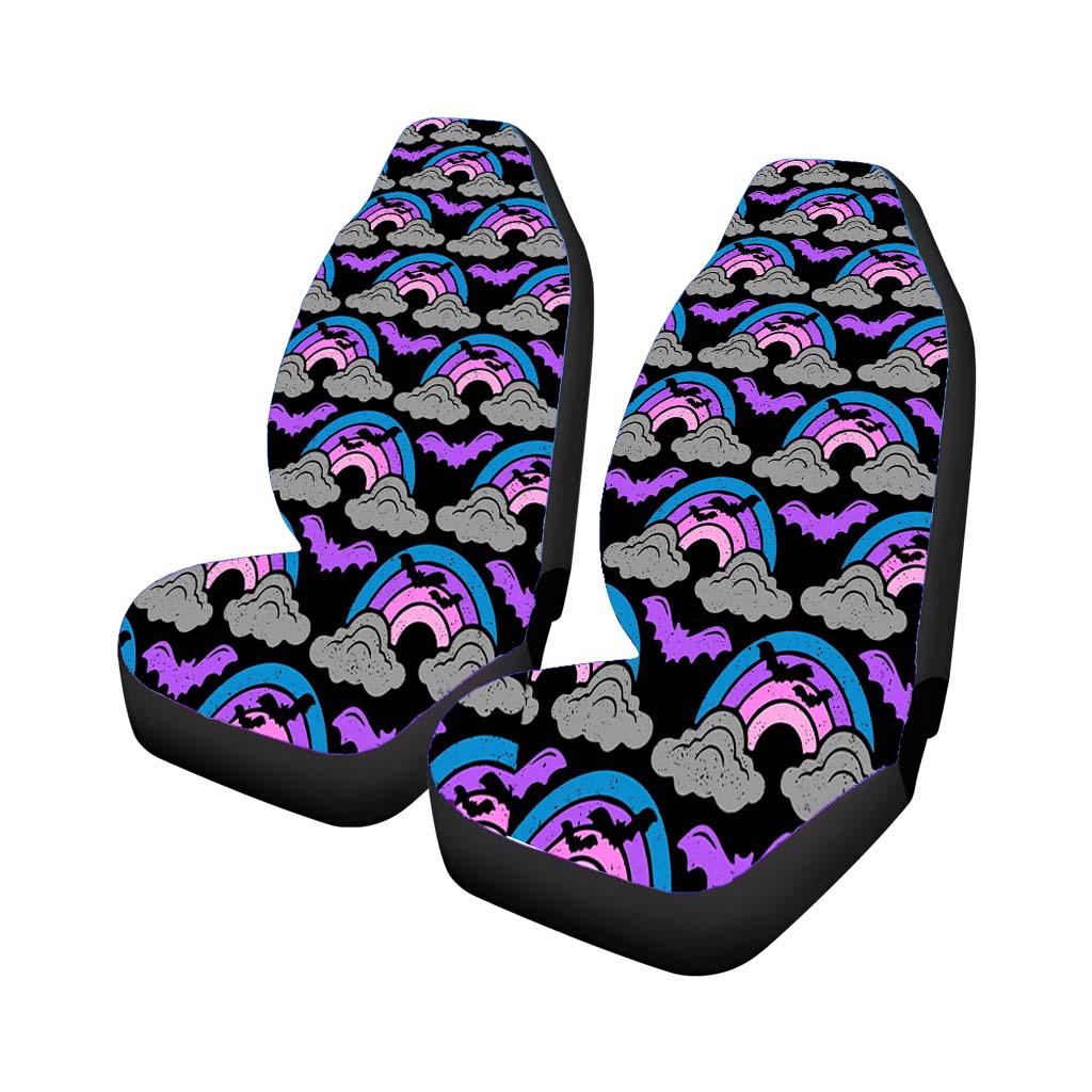 Spooky Halloween Rainbow Pattern Car Front Seat Covers