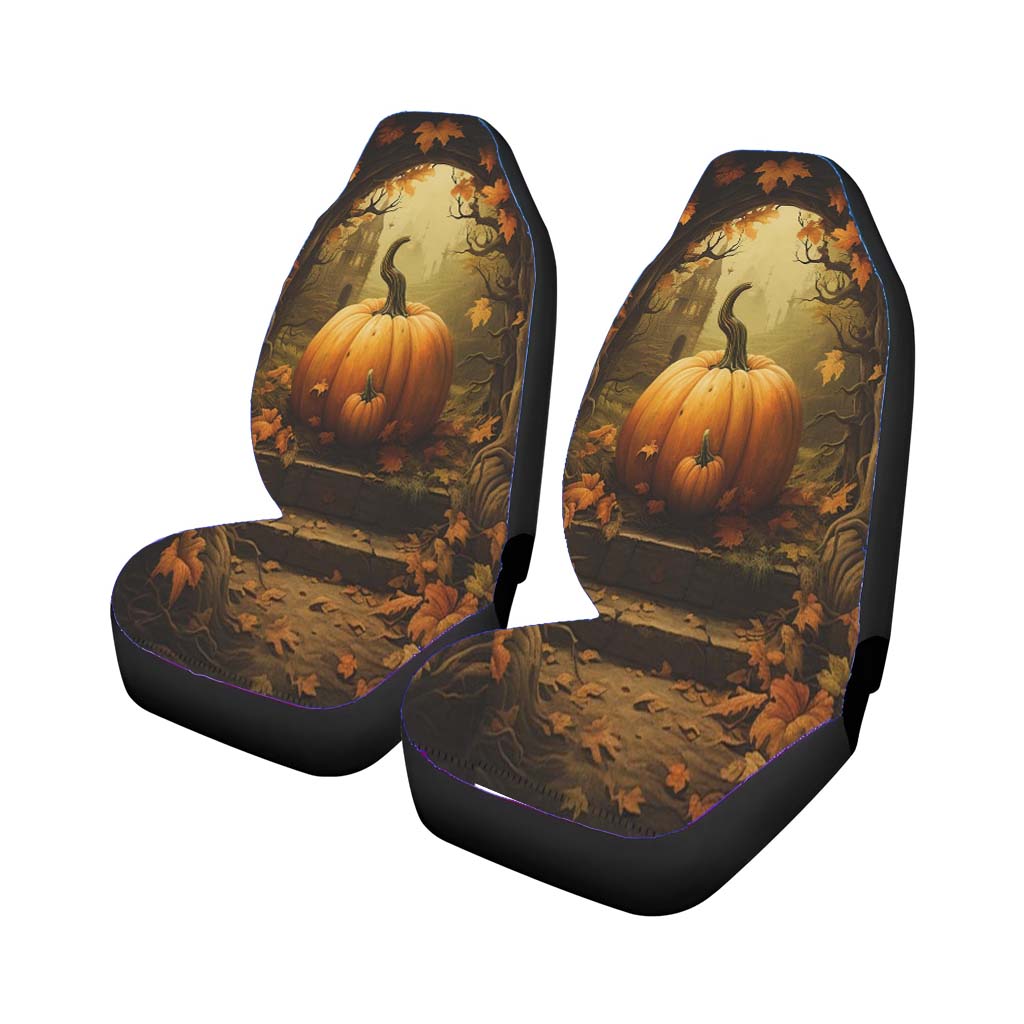 Spooky Whimsical Moody Pumpkin Car Front Seat Covers