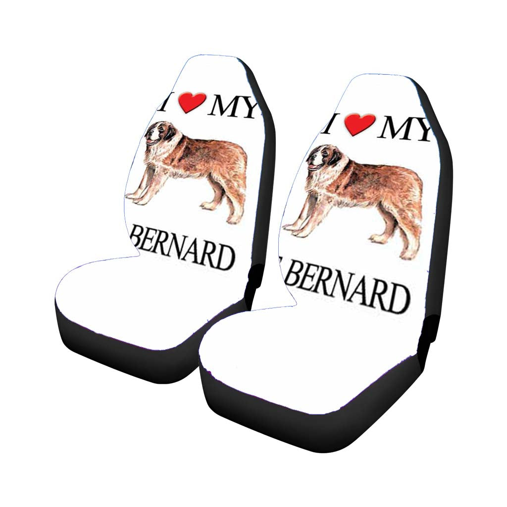 St Bernard I Heart Car Front Seat Covers