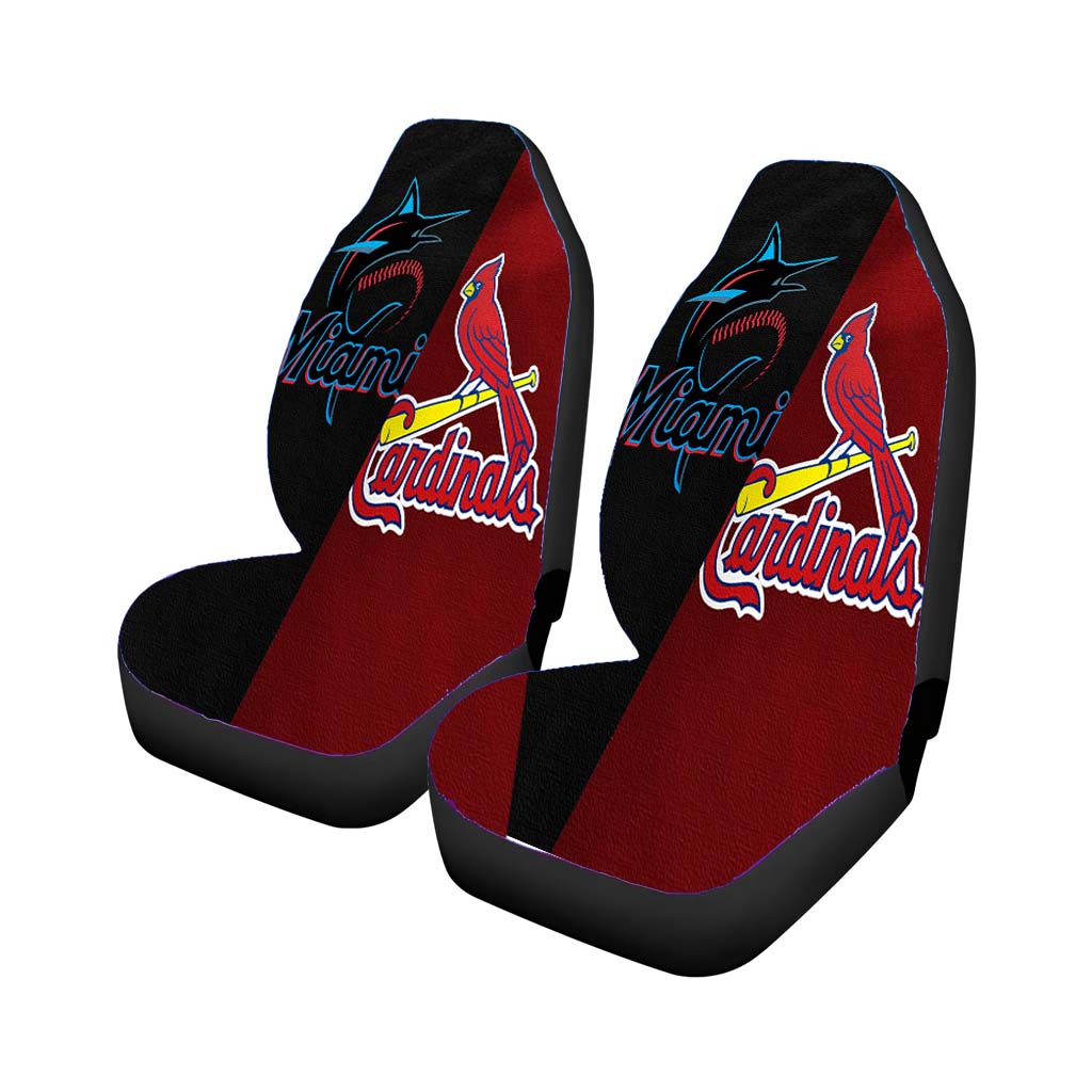 St Louis Cardinals X Miami Marlins Emblem Car Front Seat Covers