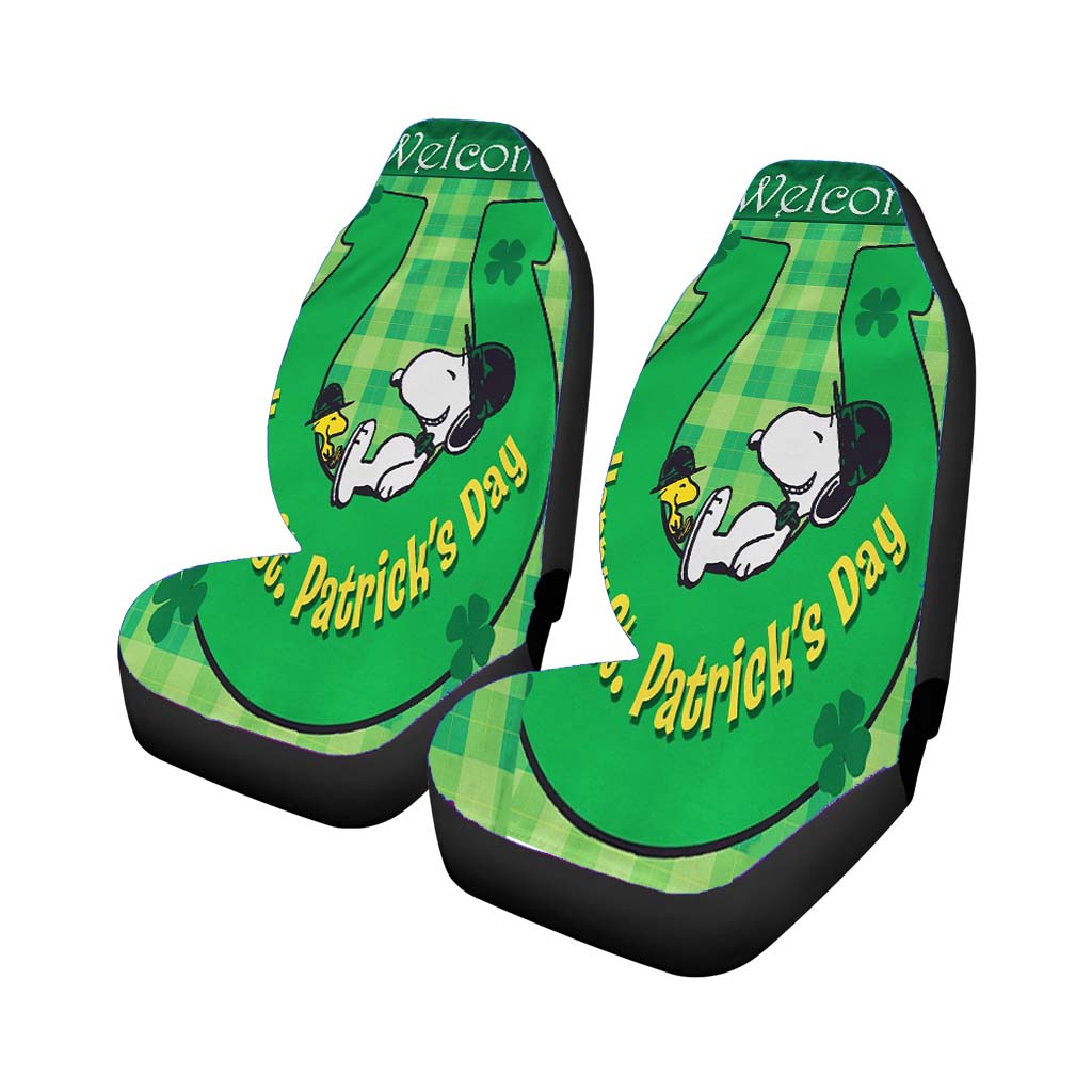 St Patricks Day Snoopy Car Front Seat Covers