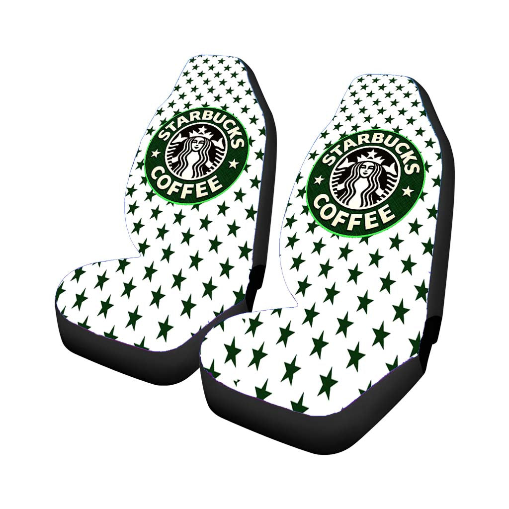 Starbucks Coffee Green Star Pattern Car Front Seat Covers