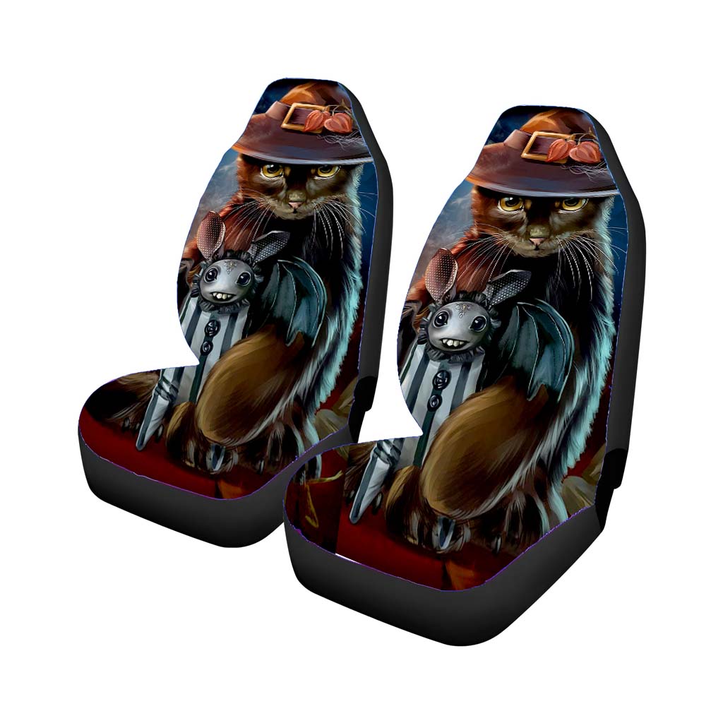 Steampunk Cat Halloween Car Front Seat Covers
