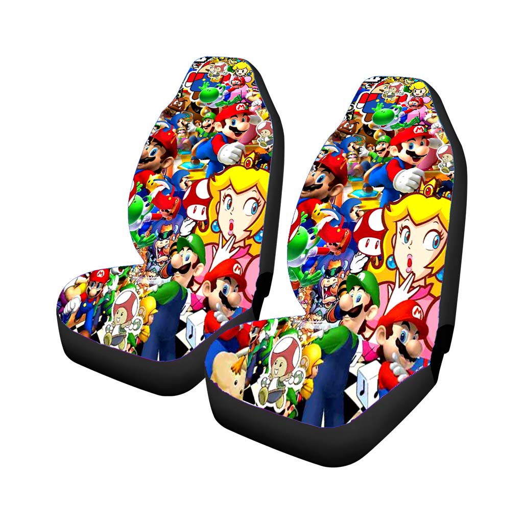Stickerbomb Graffiti Art Mario Cart Car Front Seat Covers