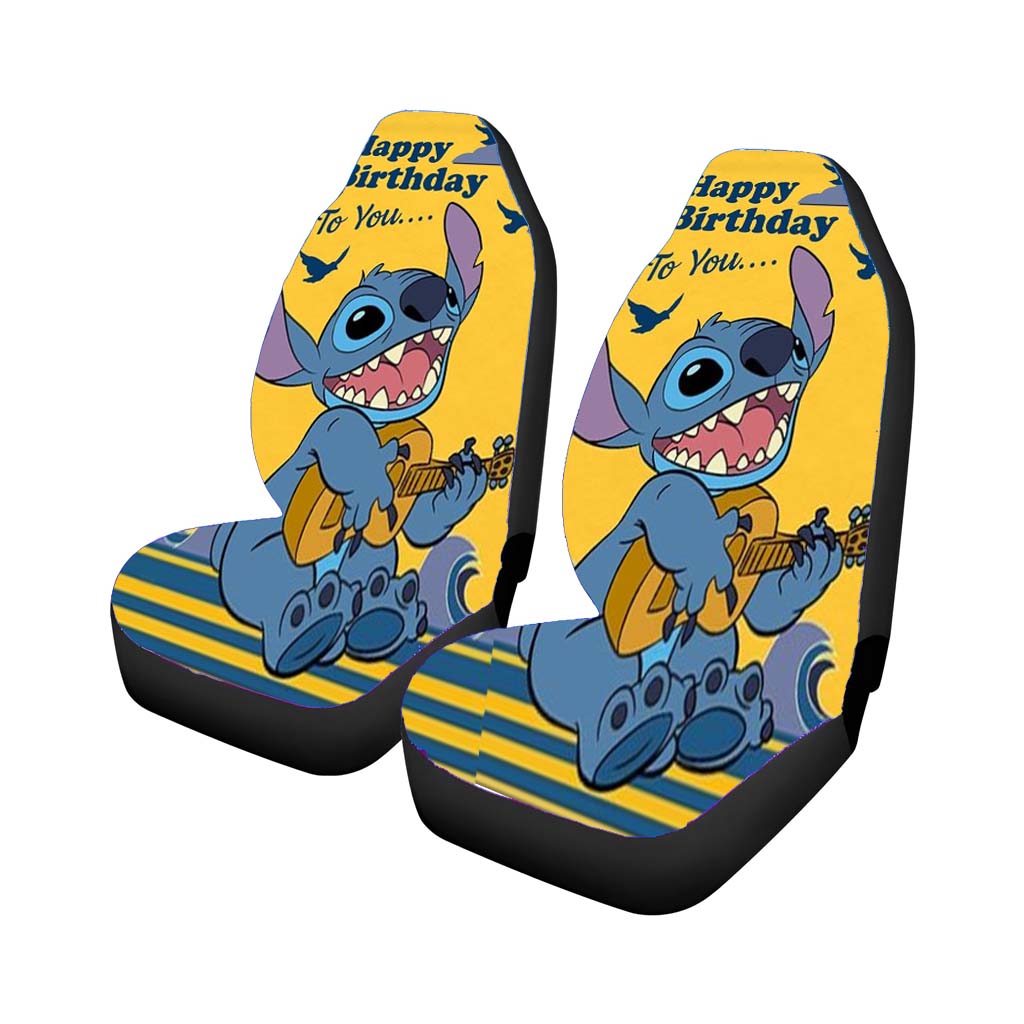 Stitch Birthday Serenade Car Front Seat Covers