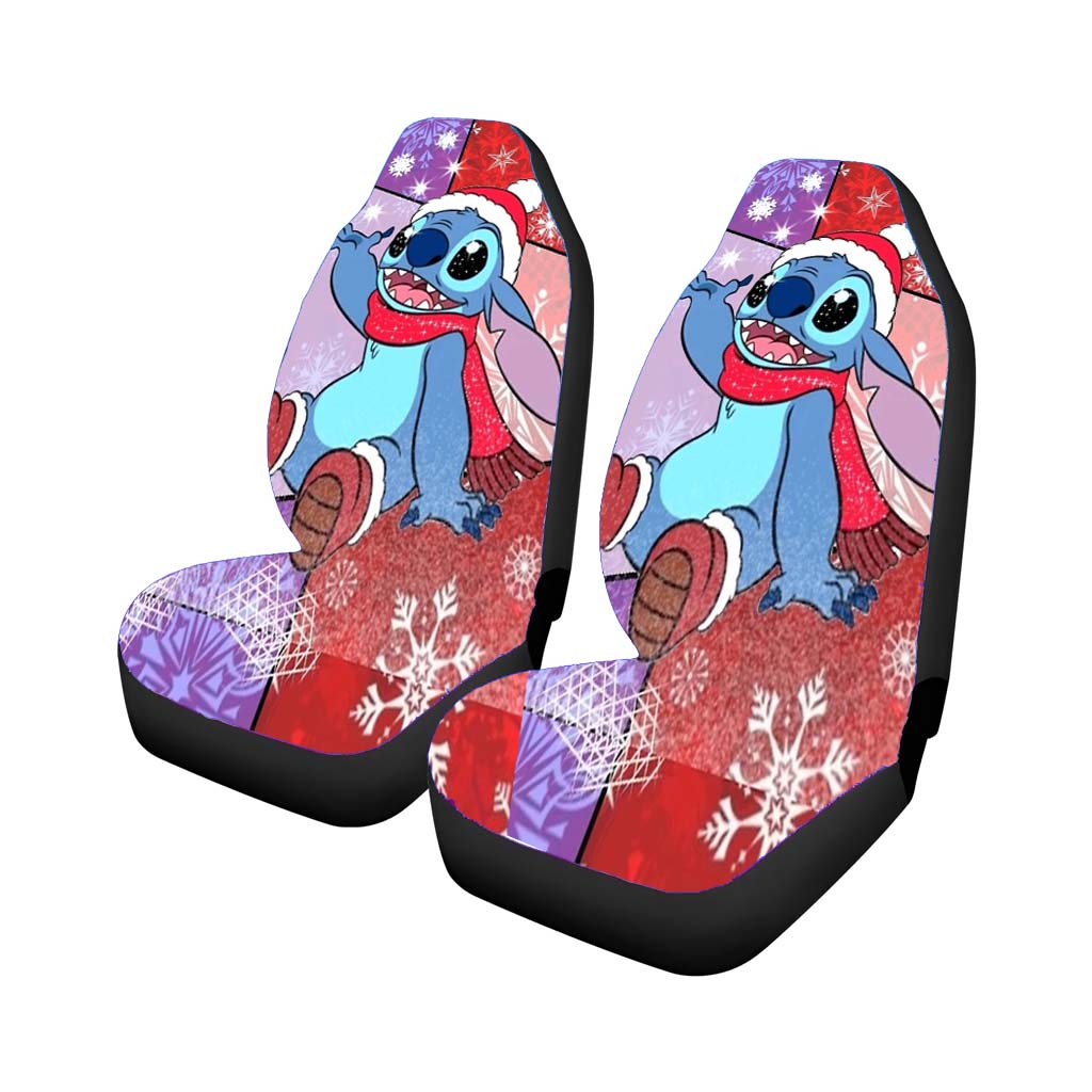 Stitch Red Christmas Car Front Seat Covers