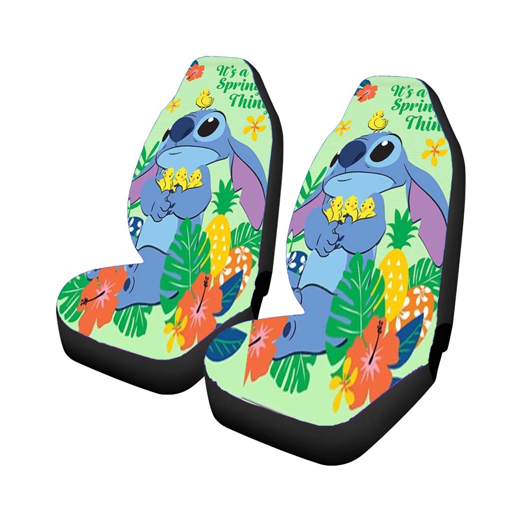 Stitch Spring Chicks Car Front Seat Covers