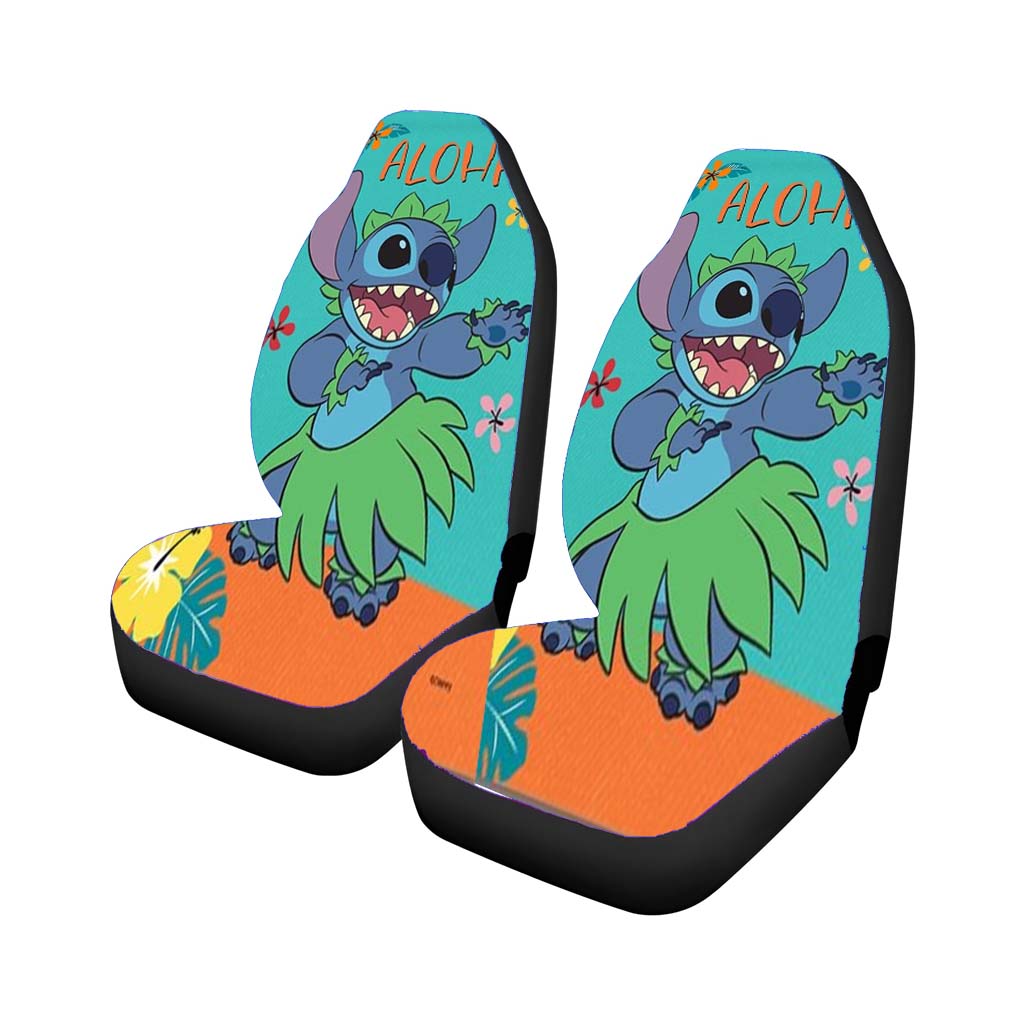 Stitch Tropical Aloha Car Front Seat Covers