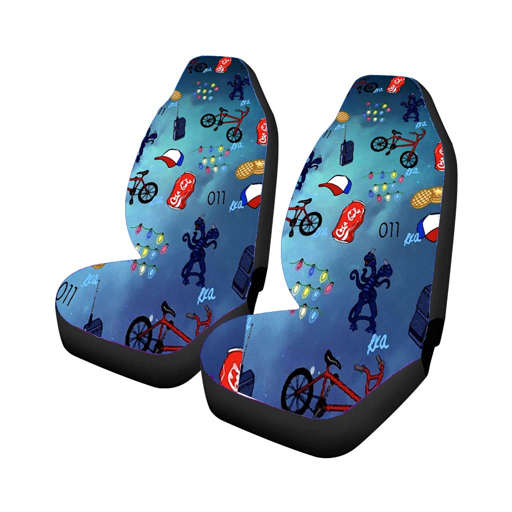 Stranger Things Pattern Icon Car Front Seat Covers