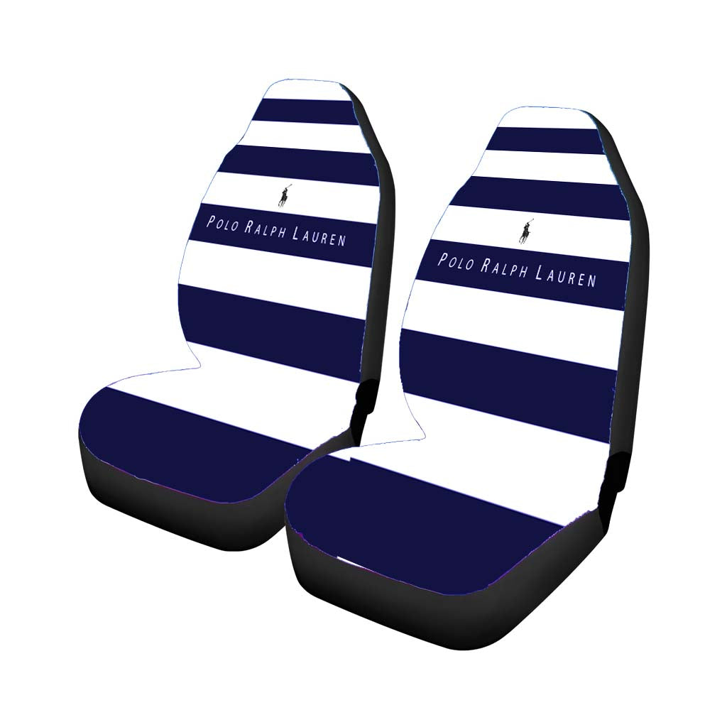 Stripe White Blue Polo Ralph Lauren Logo Car Front Seat Covers