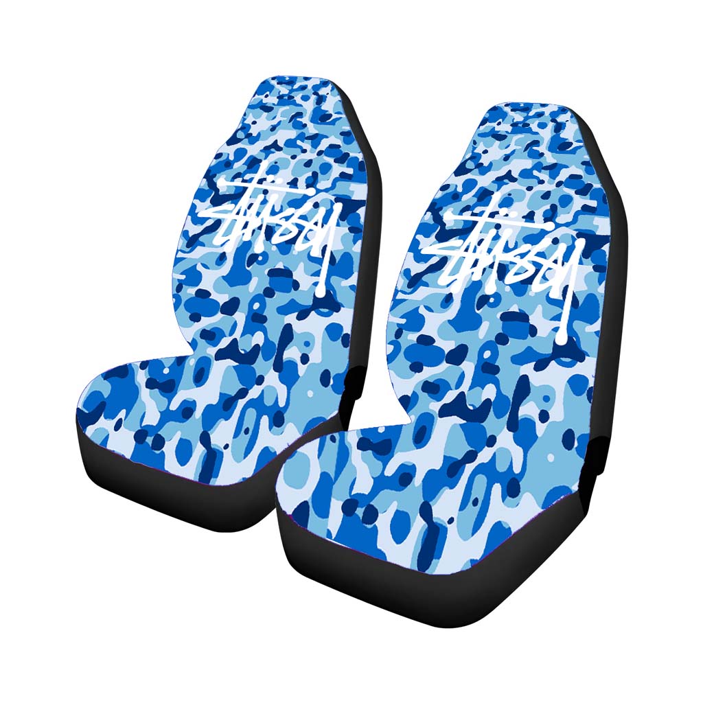 Stussy Bape Camouflage Blue Car Front Seat Covers