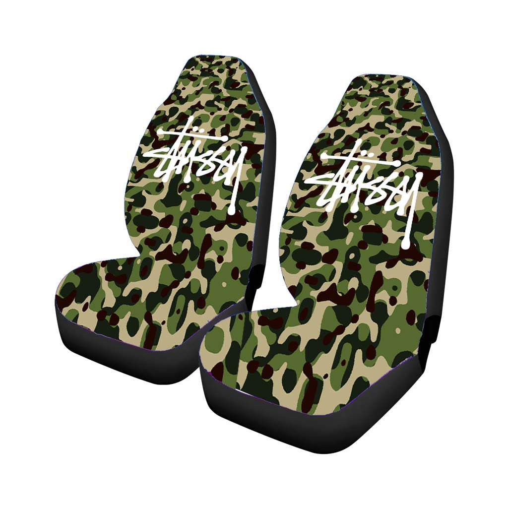 Stussy Bape Camouflage Green Car Front Seat Covers