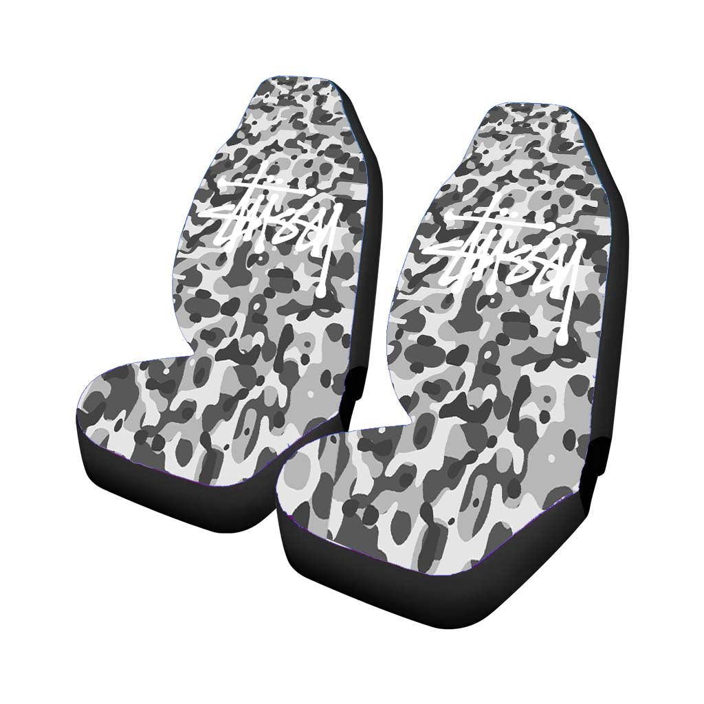Stussy Bape Camouflage Grey Car Front Seat Covers