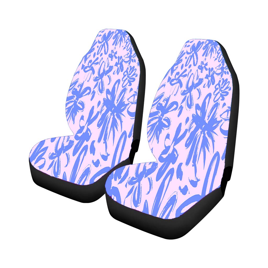 Subtle Painted Flower Car Front Seat Covers