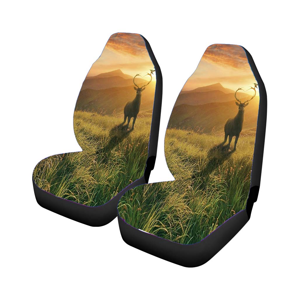Sunset Deer Mountains Car Front Seat Covers