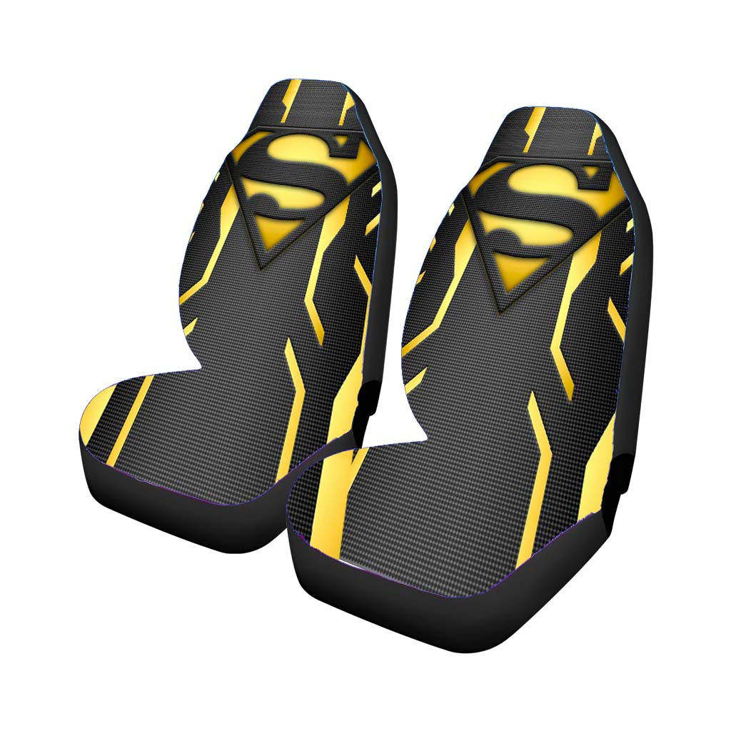 Super Hero Superman Logo Metallic Car Front Seat Covers