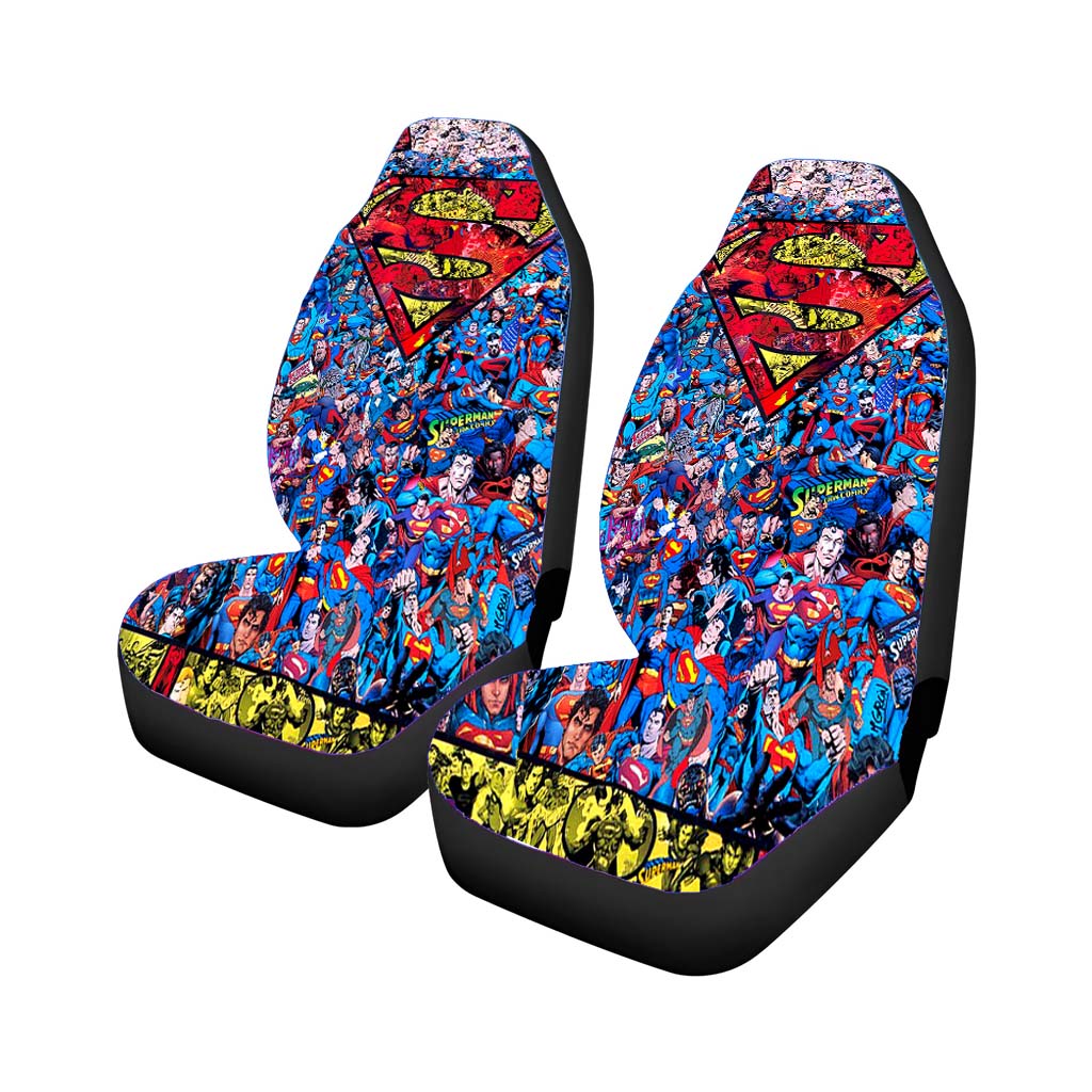 Superman Characters Collage Car Front Seat Covers