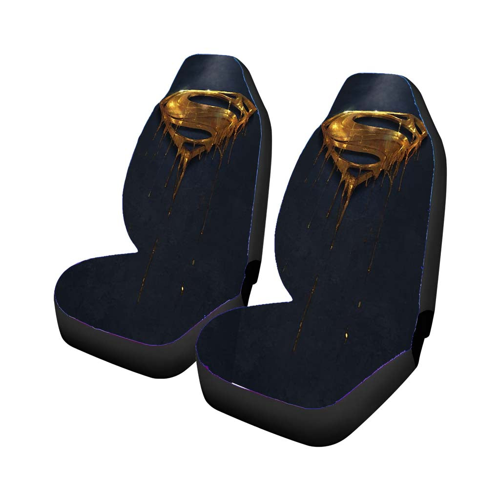 Superman Melted Gold Logo Car Front Seat Covers