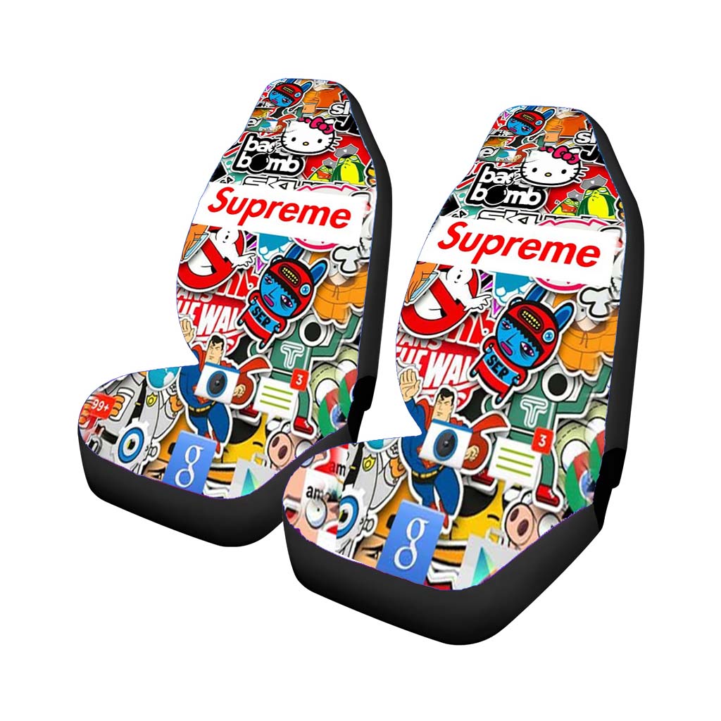 Supreme Sticker Bomb Car Front Seat Covers