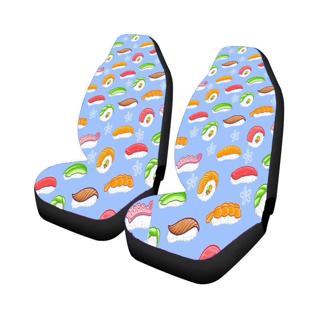 Sushi Blue Pattern Car Front Seat Covers