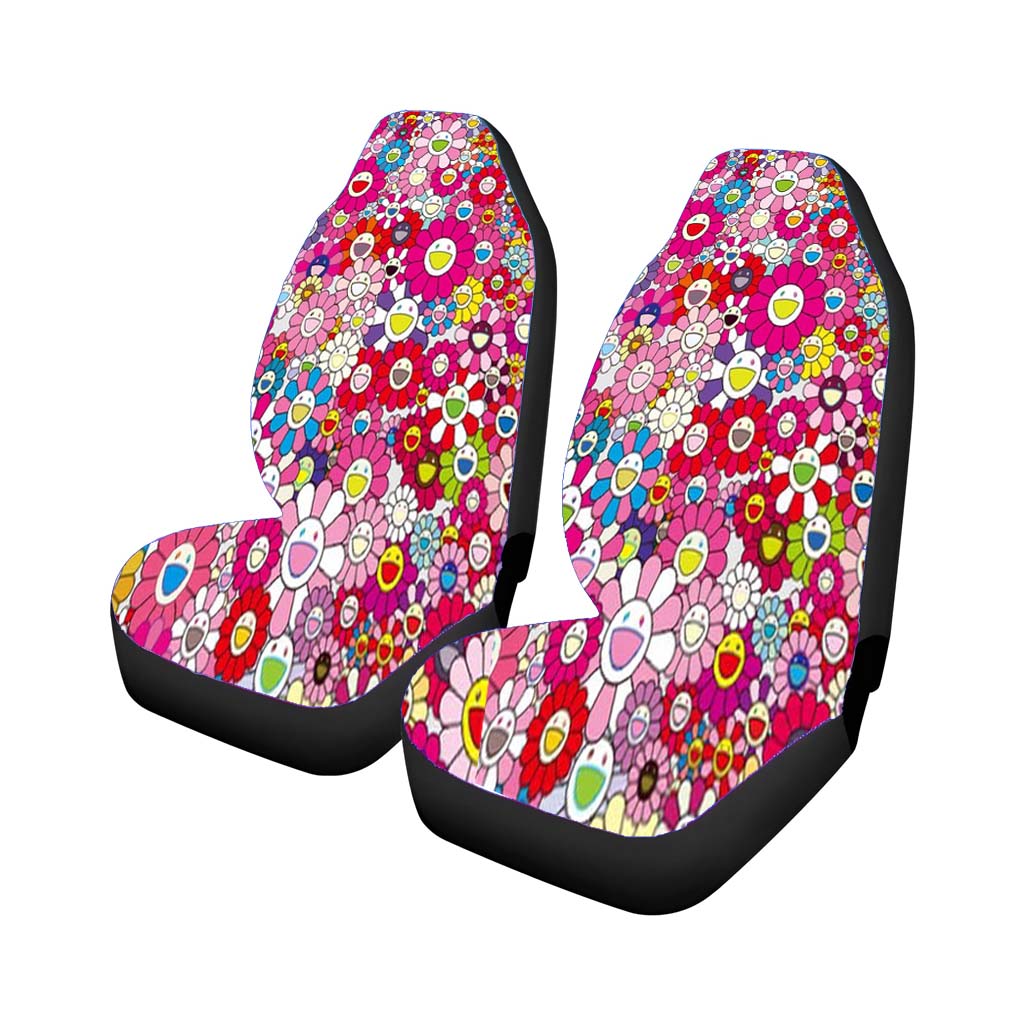 Takashi Murakami Flowers Pink Car Front Seat Covers