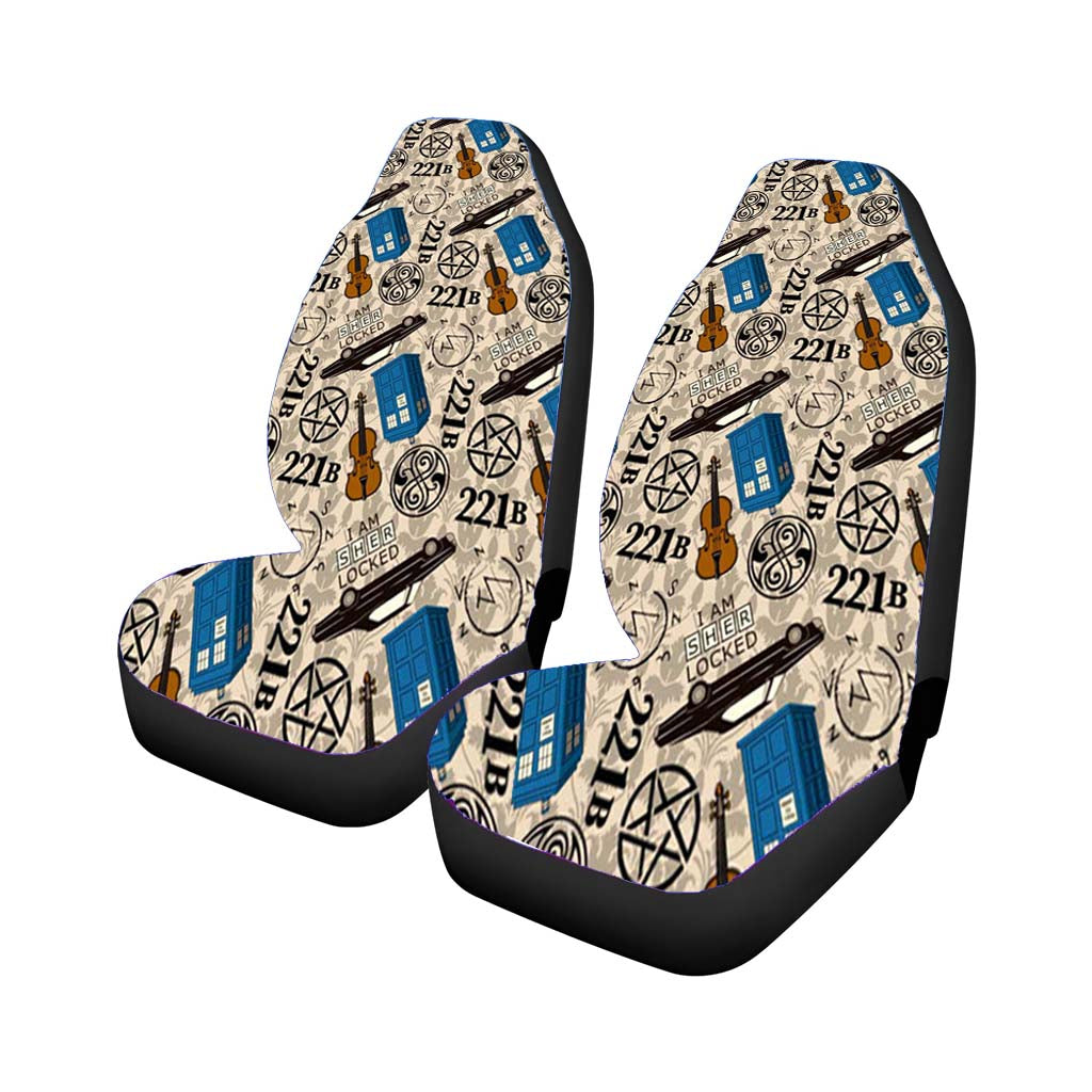 Tardis Sherlock Pattern Car Front Seat Covers