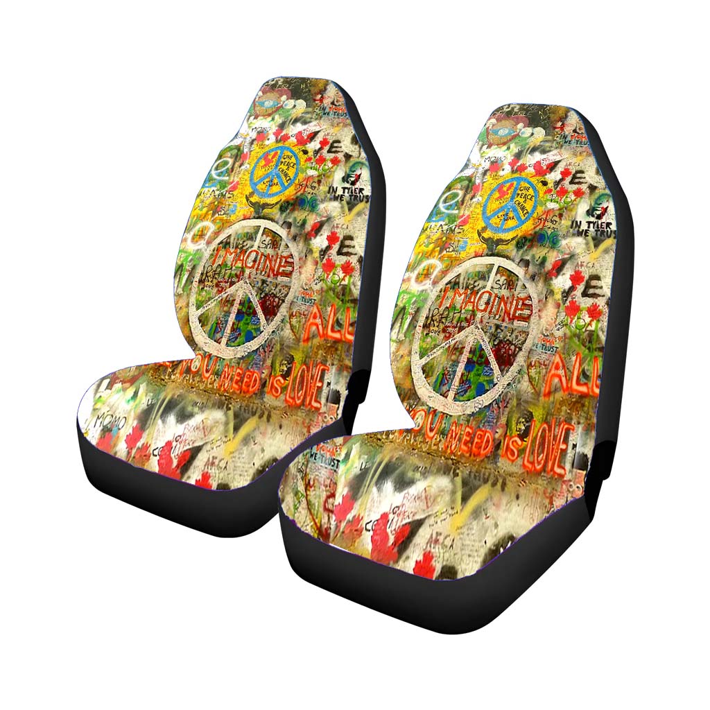 The Beatles John Lennon Peace Sign Car Front Seat Covers