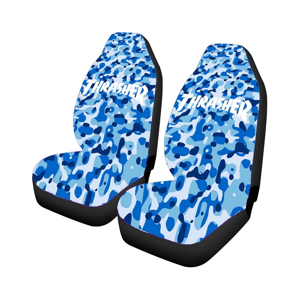 Thrasher Bape Camouflage Blue Car Front Seat Covers