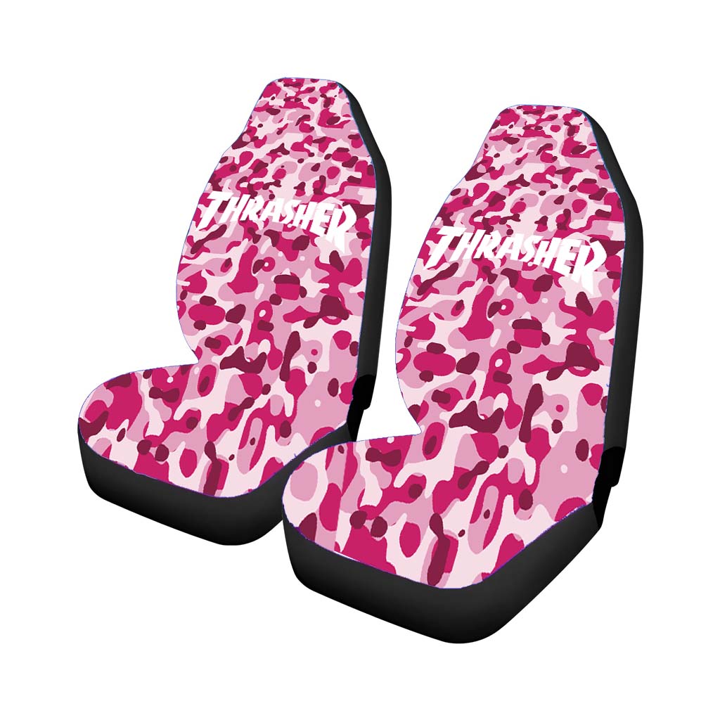 Thrasher Bape Camouflage Pink Car Front Seat Covers