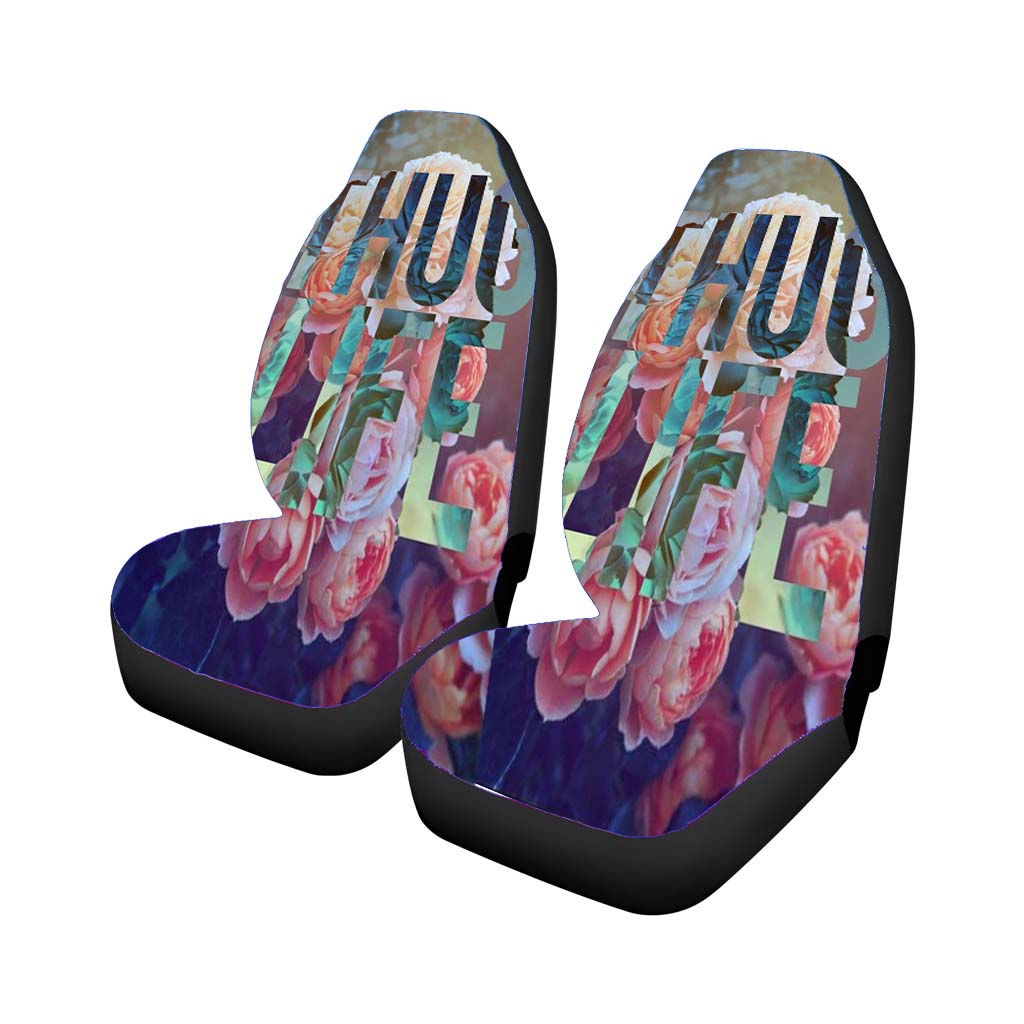 Thug Life Roses Floral Car Front Seat Covers
